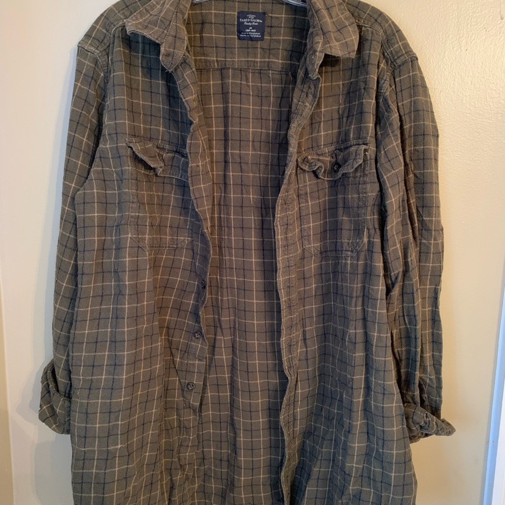 Forest Green Plaid Flannel Shirt (Faded Glory)